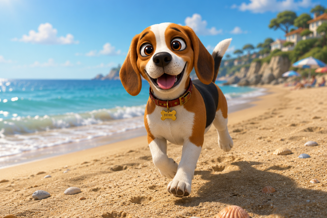 Ο Τέντι το Beagle και οι ζωγραφιές στην άμμο
